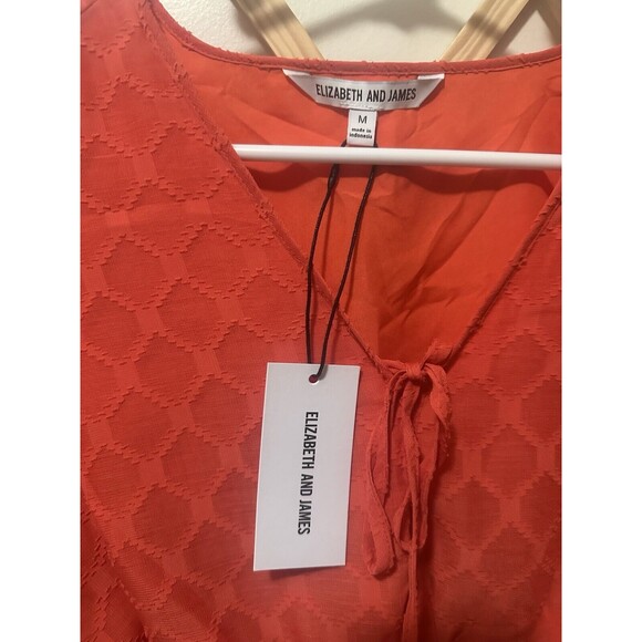 Elizabeth And James Size M Orange Blouse Textured - Picture 2 of 3